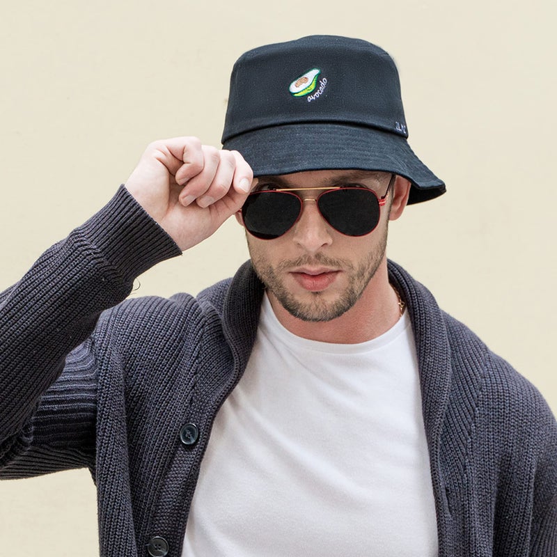ZLYC Unisex Fashion Embroidered Bucket Hat Summer Fisherman Cap for Men Women Teens (Black Avocado) - Image 4